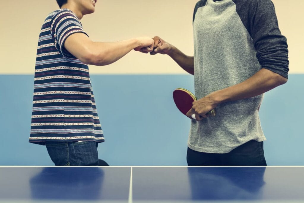 An image of two table tennis game practices. Sports concept.